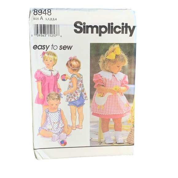 Simplicity Girls Dress Pinafore Top Panties Sewing Pattern Sz 1/2-4 8948 - Uncut - Picture 1 of 4